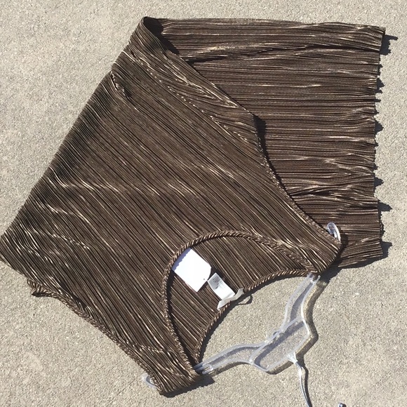 H&M Other - NWT Beach Swim Cover Up Wrinkle free Vaca Bronze Metallic Accordion Pleat Dress
